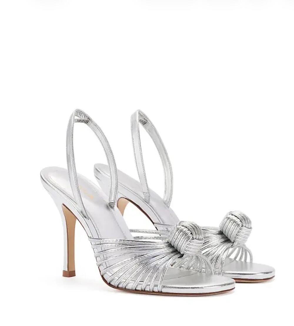 Larroudé Valerie Slingback Sandals metallic silver leather